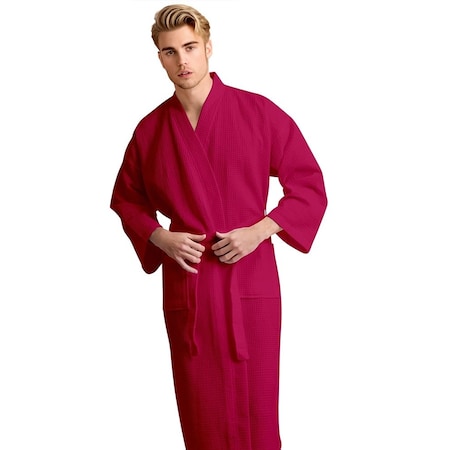 Unisex Men's Waffle Weave Stone Red Bathrobe One Size